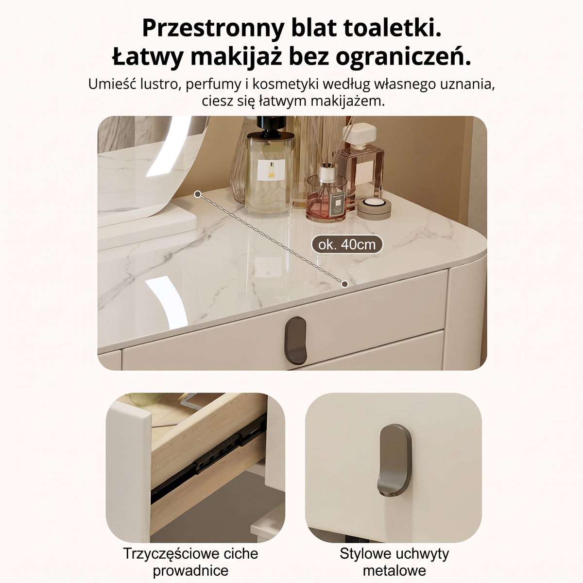 Lumira Soft - Toaletka LED Smart z ładowaniem Qi i Bluetooth